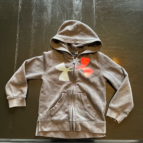 Under Armor 6T Gray Sweatshirt Hoodie Pink and White Logo Unisex - Picture 1 of 8